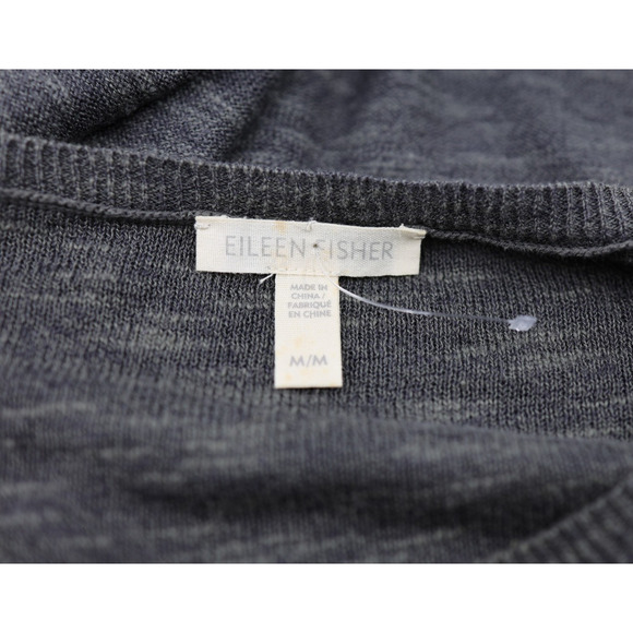A4 Auth EILEEN FISHER Heathered Gray Cotton Linen Blend Knit Sweater Tunic Sz M - Picture 5 of 6